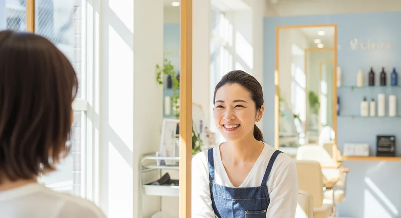 笑顔でお客様に向き合うサロンオーナー